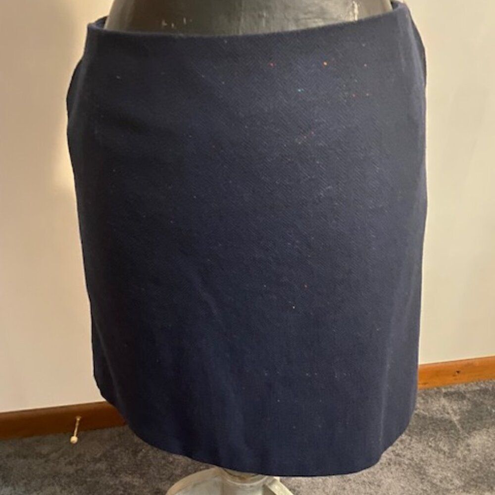 Joules Hannah Blue/Red tweed wool blend pencil skirt, size 14